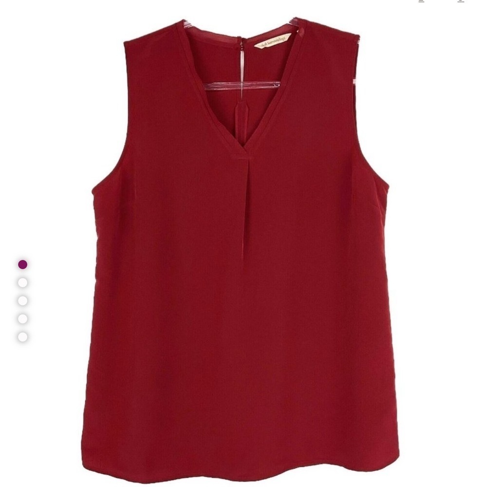 A135 Soft Surroundings Sleeveless V-Neck Blouse 1X dark Ruby Red Career Casual